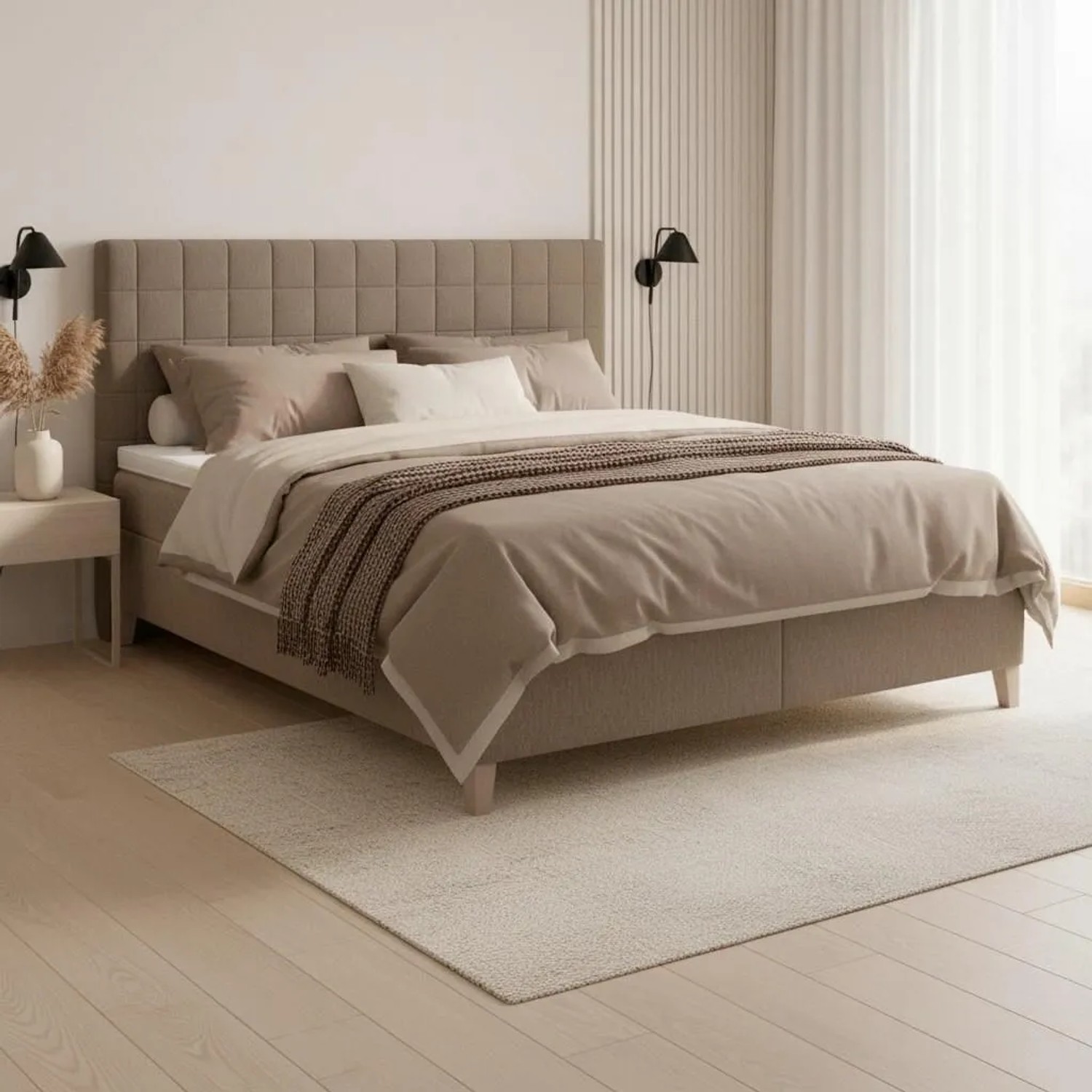 Bessagi Home Boxspringbett Olivia Braun ca. 180x200 cm mit Topper