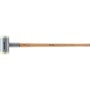 Halder Schlegel rückschlagfrei Ø 100 mm. Robuster Hammer mit hellem Holzstiel und weißen Nylon-Einsätzen.