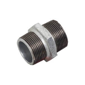 Doppelnippel AG 41,9 mm (R 1 1/4) aus verzinktem Temperguss für Pumpen und Hauswasserwerke.