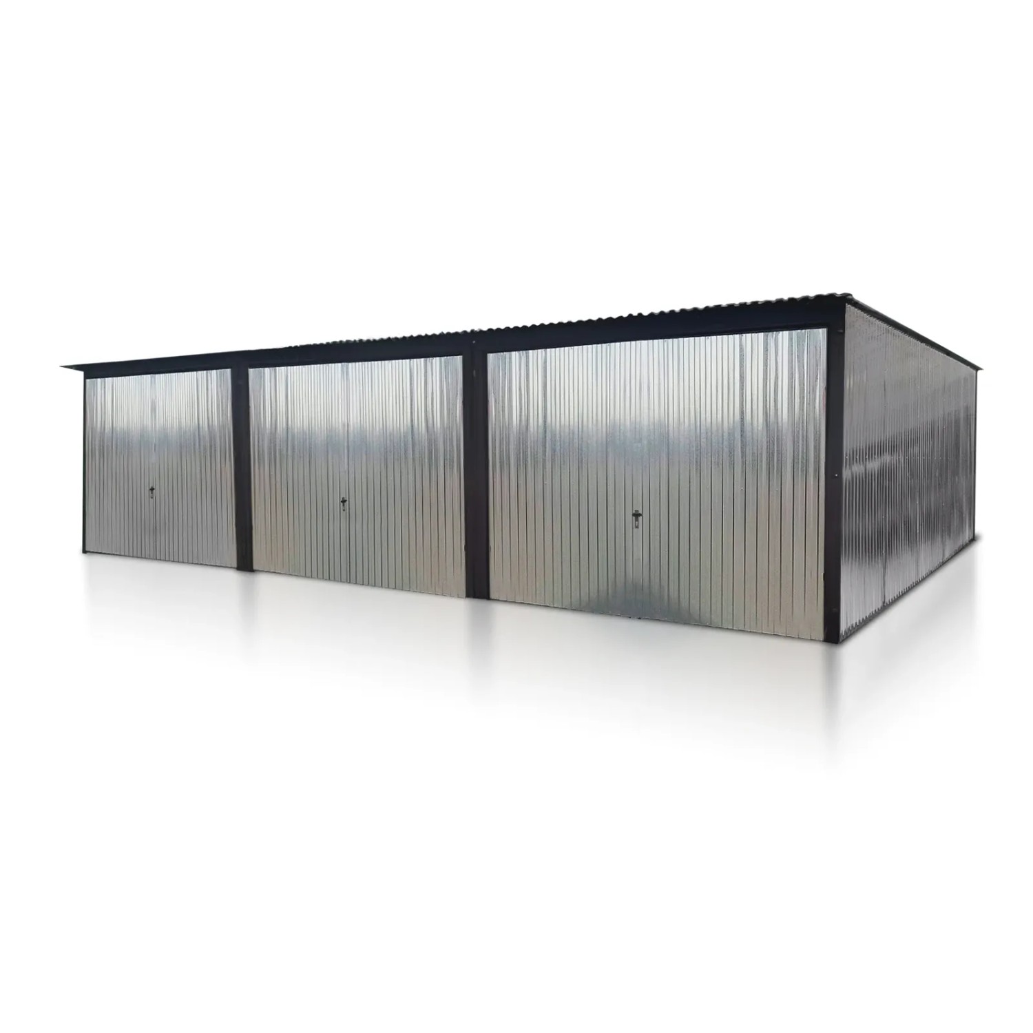 Liderstal Dreifachgaragen Premium aus Blech 900 x 500 cm Verzinkt Pultdach Schwingtor