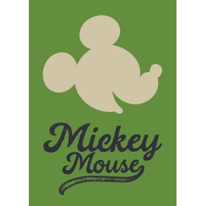 Komar Wandbild: Mickey Mouse Lines, 50x70 cm, mit Mickey Mouse Silhouette auf grünem Hintergrund.