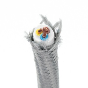 Graues 3-adriges Orion Lightstyle Textilkabel als Meterware für Lampen.