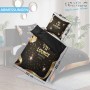 SANILO Bettwäsche VIP Lounge, 4-teilig, schwarz/gold mit Schriftzug. Premium Bettwäsche für Schlafzimmer.