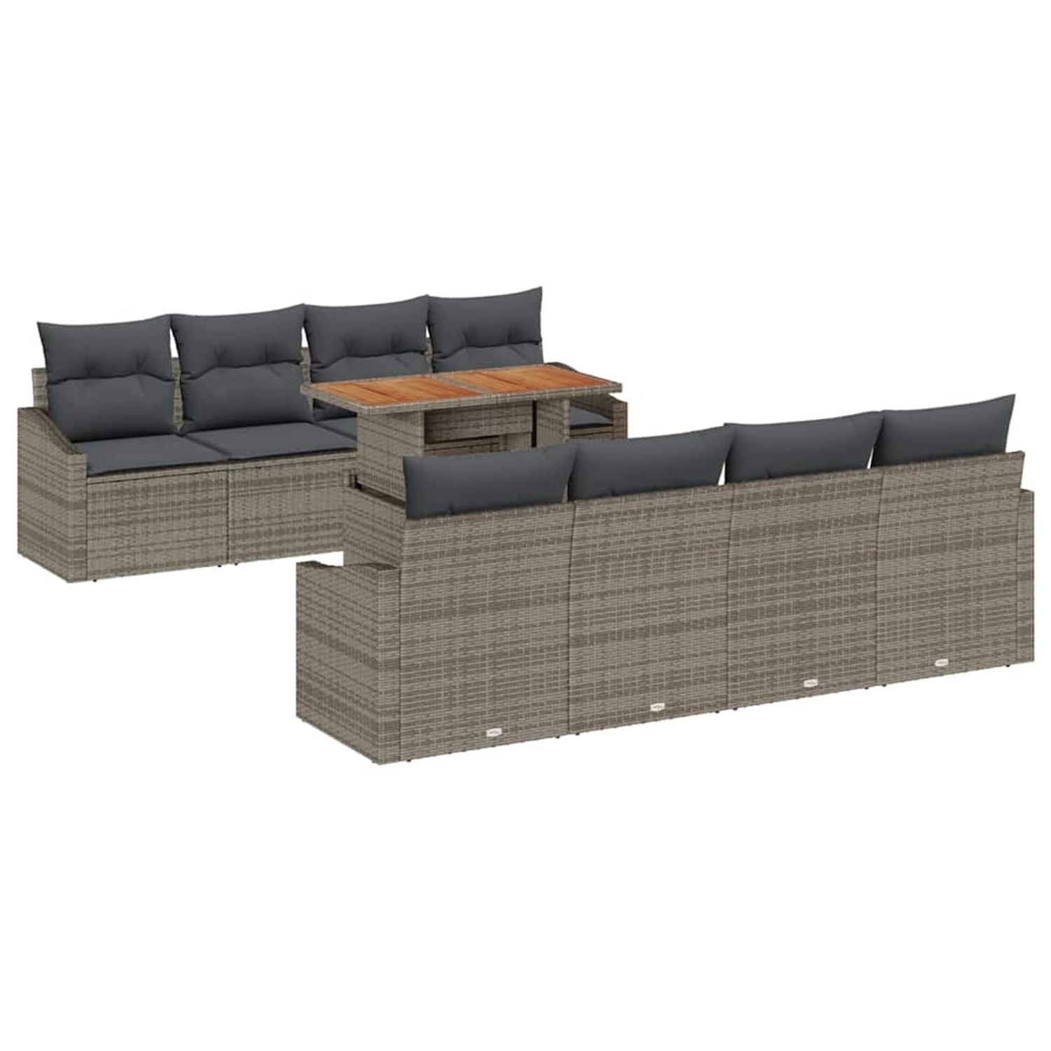 vidaXL Garten-Sofa-Set mit Speicher 9-Tlg Grau Poly Rattan 3358547 günstig online kaufen