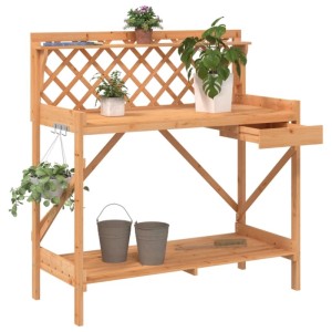 vidaXL Pflanztisch mit Rankgitter Braun Massivholz Tanne 368429