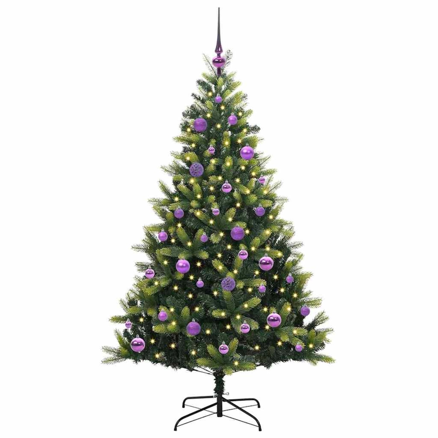vidaXL Künstlicher Geflammter Weihnachtsbaum 150 LEDs Grün 150 cm 3395988