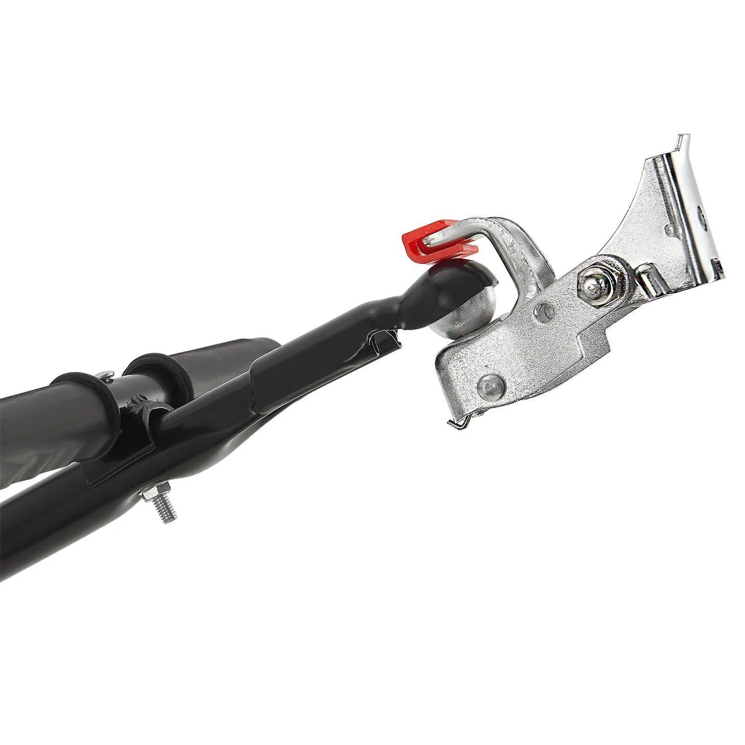 Detailaufnahme der Kupplung für Juskys Fahrradanhänger, zur Befestigung am Fahrrad.