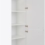 Offener, weißer Optifit Hochschrank Salo214 (60 cm) mit Einlegeböden zur Wäschesortierung.