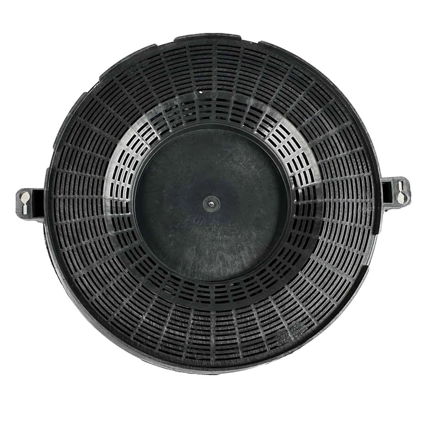 AIR2GO Aktivkohlefilter für Faure Dunstabzugshauben, runder Ersatzfilter in Schwarz.