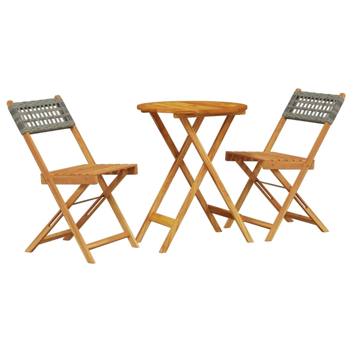 vidaXL 3-tlg Bistro-Set Grau Poly Rattan und Massivholz Modell 2