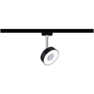 Paulmann URail LED-Spot Circle, schwarz matt/chrom, 5W, 4000K, dimmbar, für Schienensysteme.