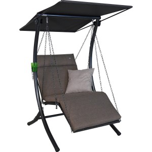 Angerer Hollywoodschaukel Swing Smart Olive, 1-Sitzer mit Sonnendach und verstellbarem Sitz.