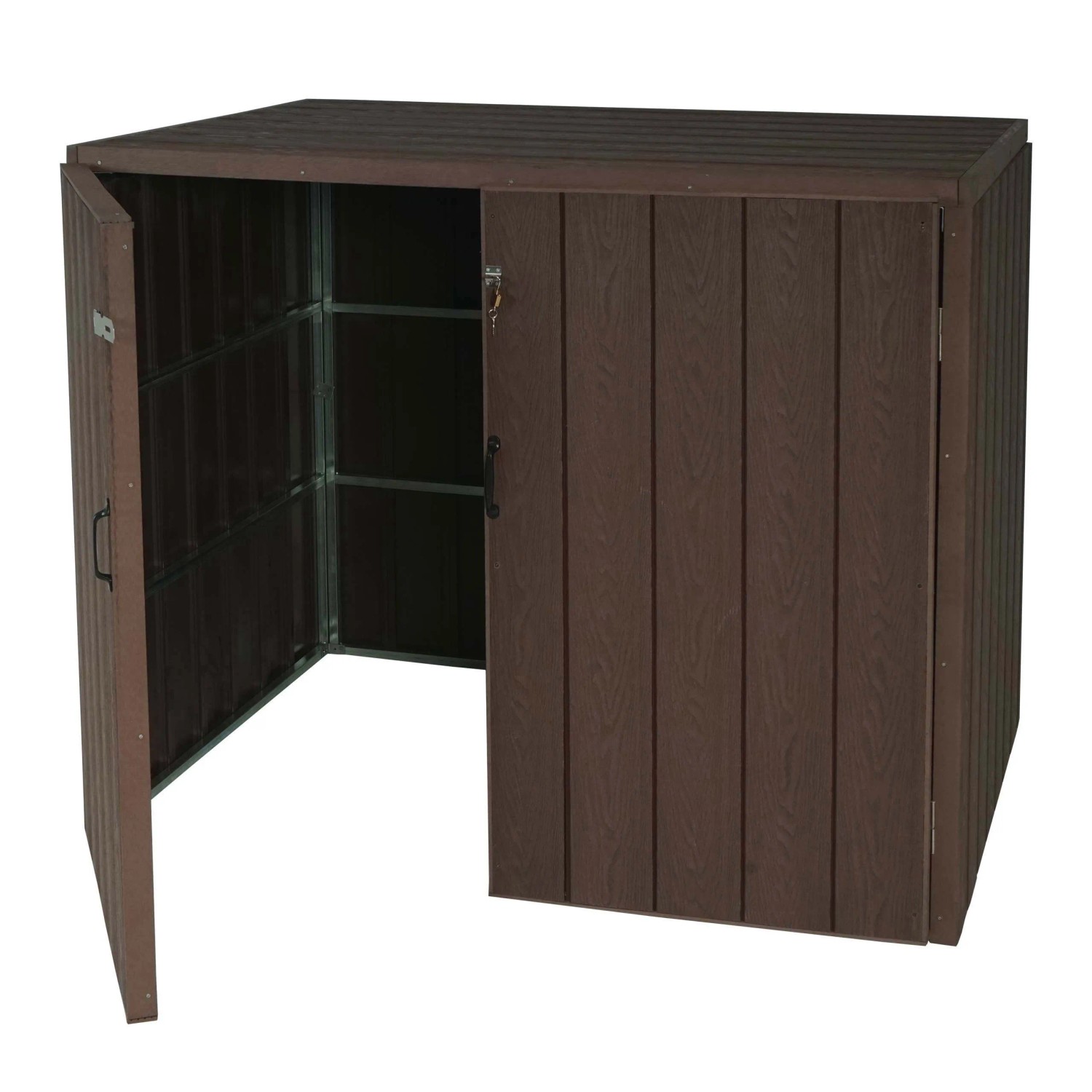 MCW 2-/4er WPC-Mülltonnenverkleidung J28 Braun 117x142x102cm