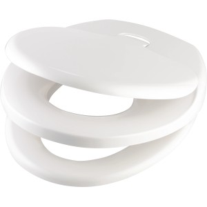 Weißer baliv WC-Sitz Fogo mit integriertem Kinder-WC-Sitz und Absenkautomatik.