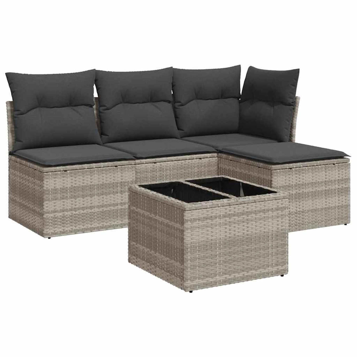 vidaXL 5-Tlg Garten-Sofagarnitur mit Kissen Hellgrau Poly Rattan 3249351 günstig online kaufen
