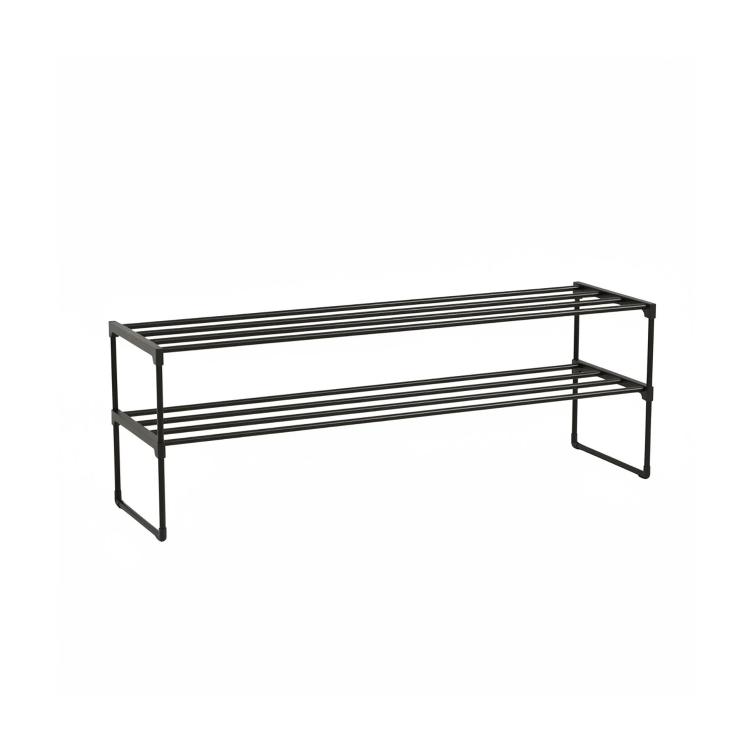 Relaxdays Schuhregal Metall Schwarz Stapelbar Stecksystem 2 Ebenen 38 cm x 117 cm x 30 cm
