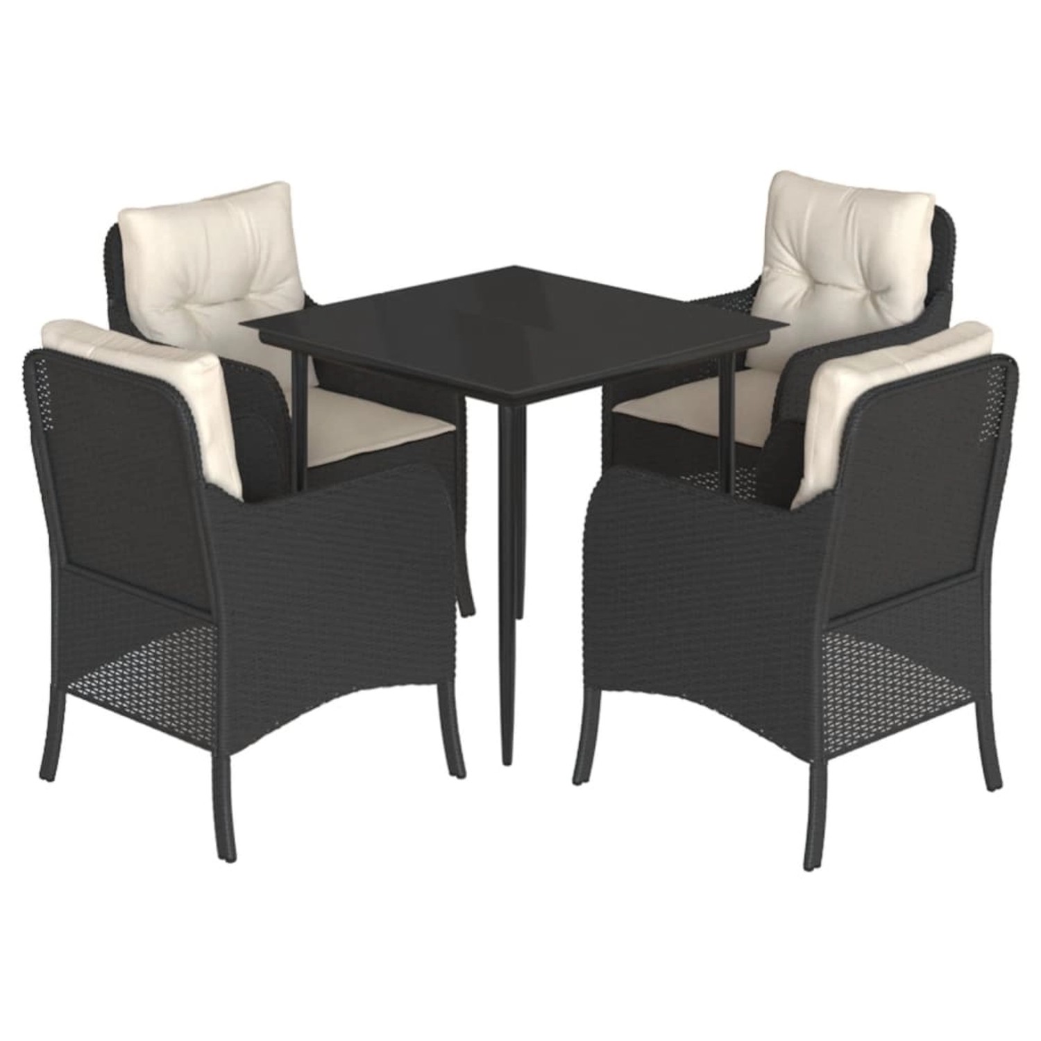vidaXL 5-Tlg Garten-Essgruppe mit Kissen Schwarz Poly Rattan 3211907 günstig online kaufen