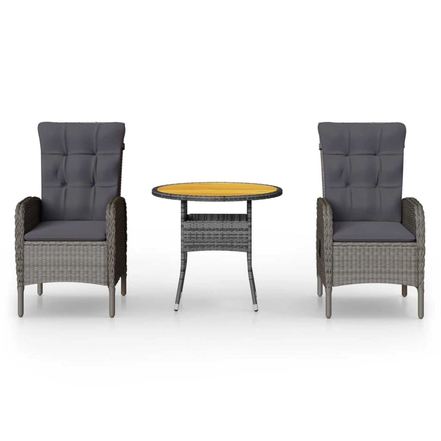 vidaXL 3-Tlg Garten-Bistro-Set Poly Rattan Grau 3058547