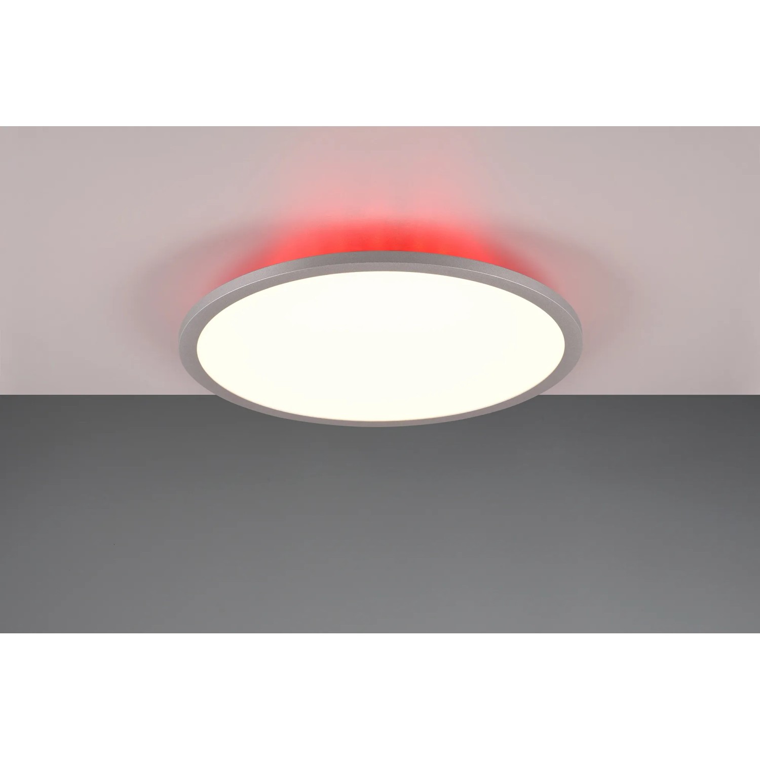 Titanfarbene Trio LED Deckenleuchte Yuma, Ø 40 cm, mit RGB-Beleuchtung.