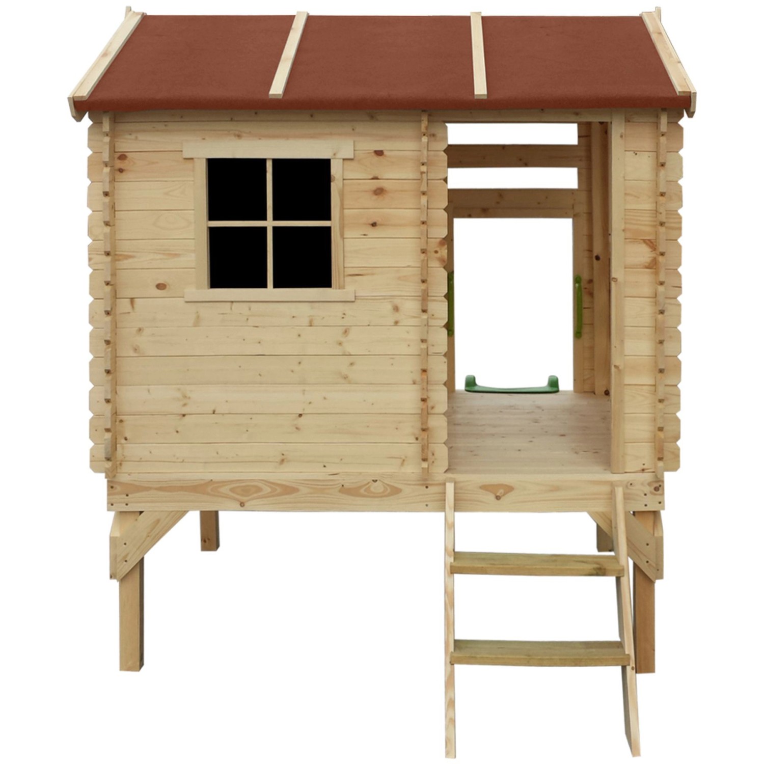 Timbela Kinderspielhaus Holz M501C 1,1 m² auf Stelzen mit Leiter und Rutsche