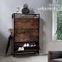 Tectake Schuhschrank Buffalo Industrial Style Holz und Stahl  81 x 32 x 130 cm Industrial Holz Dunkel  Rustikal_8
