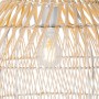 Detailansicht der weißen QAZQA Land Stehlampe Sam mit Rattan-Schirm.