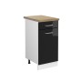 Vicco Küchenunterschrank R-Line, 40 cm, Schwarz Hochglanz/Weiß, Arbeitsplatte Eiche