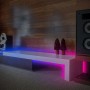 Brilo LED-Strip Magic RGB mit Farbwechsel und Musiksensor, angebracht an einem Lowboard.