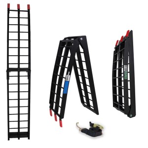 TRUTZHOLM klappbare Auffahrrampe, 180 cm, Traglast 340 kg, schwarz, für Autoanhänger.