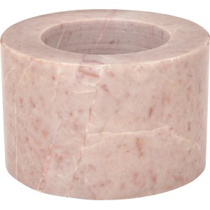 Rosa Teelichthalter Midnight Mystery aus Marmor, 4 cm hoch, Ø 6,5 cm.
