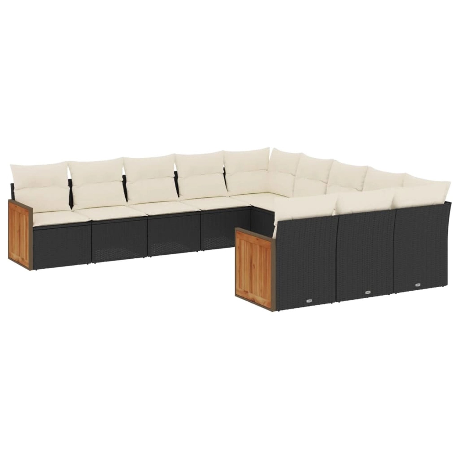 vidaXL 11-Tlg Garten-Sofagarnitur mit Kissen Schwarz Poly Rattan 3228107 günstig online kaufen