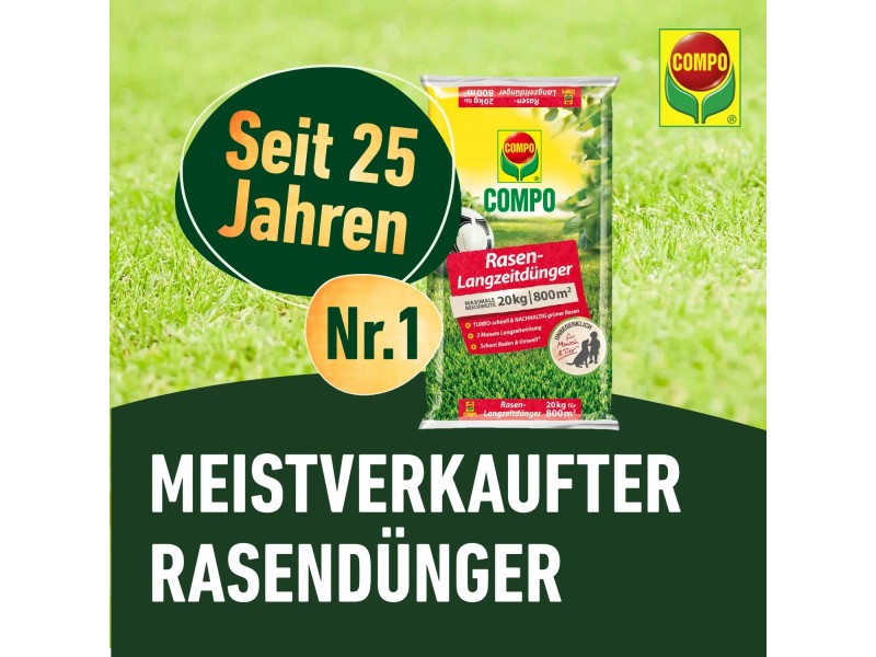 Samen Rasen Compo Rasen-Langzeitdnger 20 Kg  Hlt Bis Zu 3 Monate, Fr  Ca. 800 M Compo Dnger