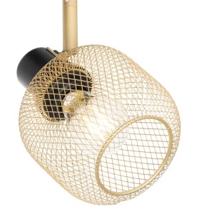 QAZQA Industriespot Schwarz mit Goldenen 4 Lichtern Bliss Mesh