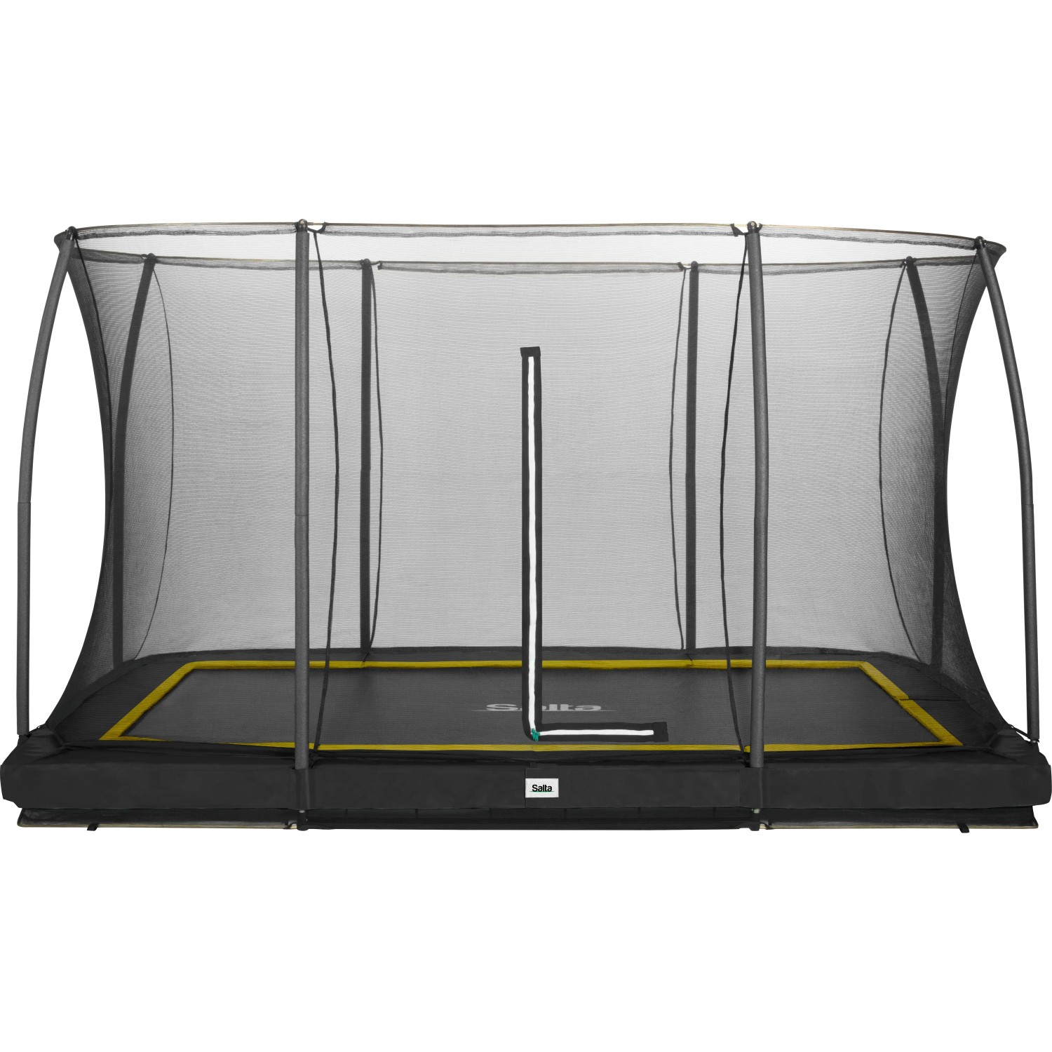 Schwarzes Salta Comfort Edition Bodentrampolin, 366x244 cm, mit Sicherheitsnetz.