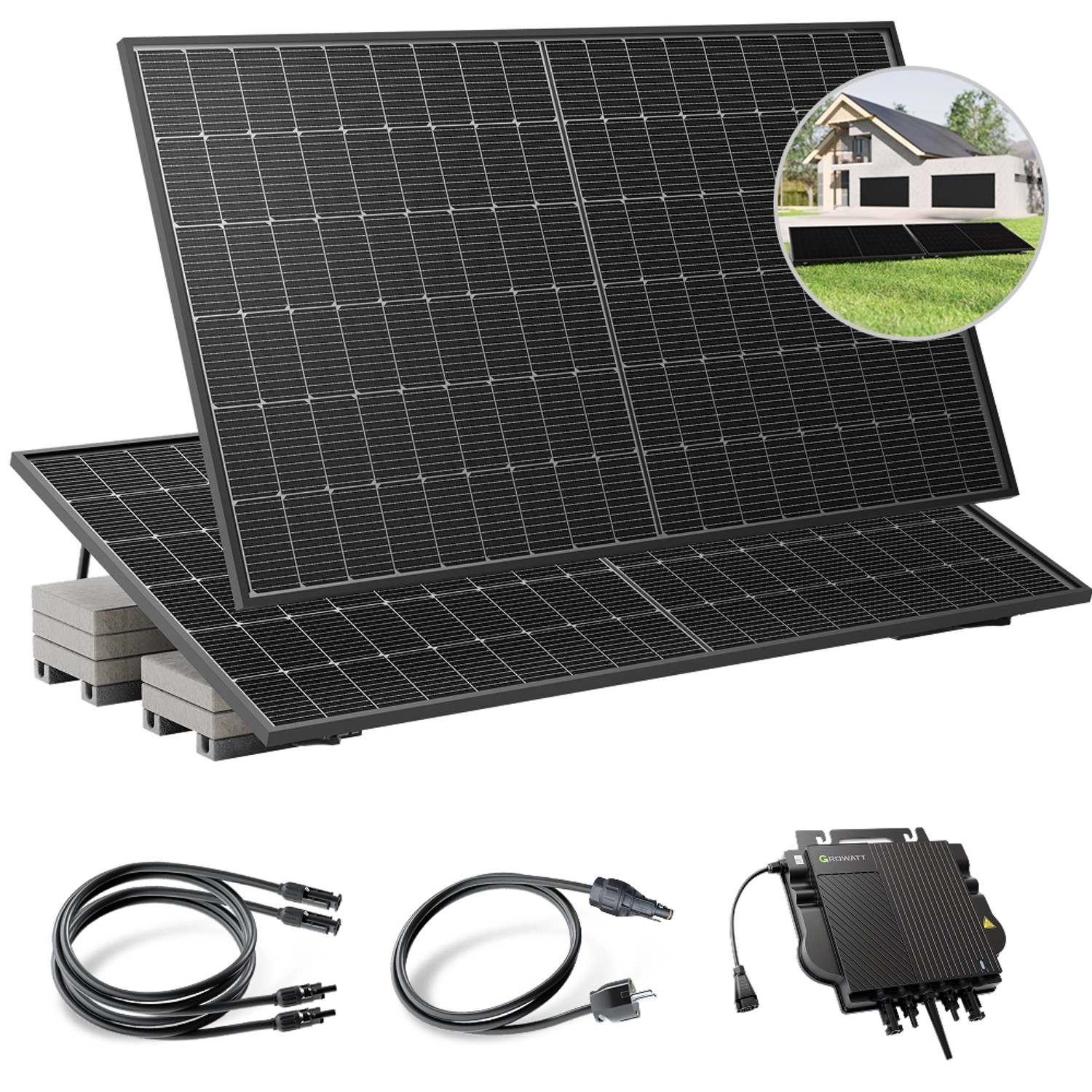 Solakon Balkonkraftwerk 900W Solaranlage mit Gartenhalterung Steckerfertig günstig online kaufen