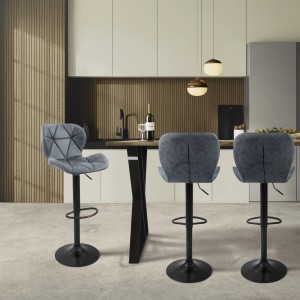 ML-Design Barhocker 2er Set, anthrazitfarbenes Kunstleder mit Rückenlehne und Fußstütze.