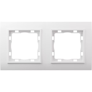 Weißer Vilma 2-fach Abdeckrahmen für Schalter und Steckdosen.