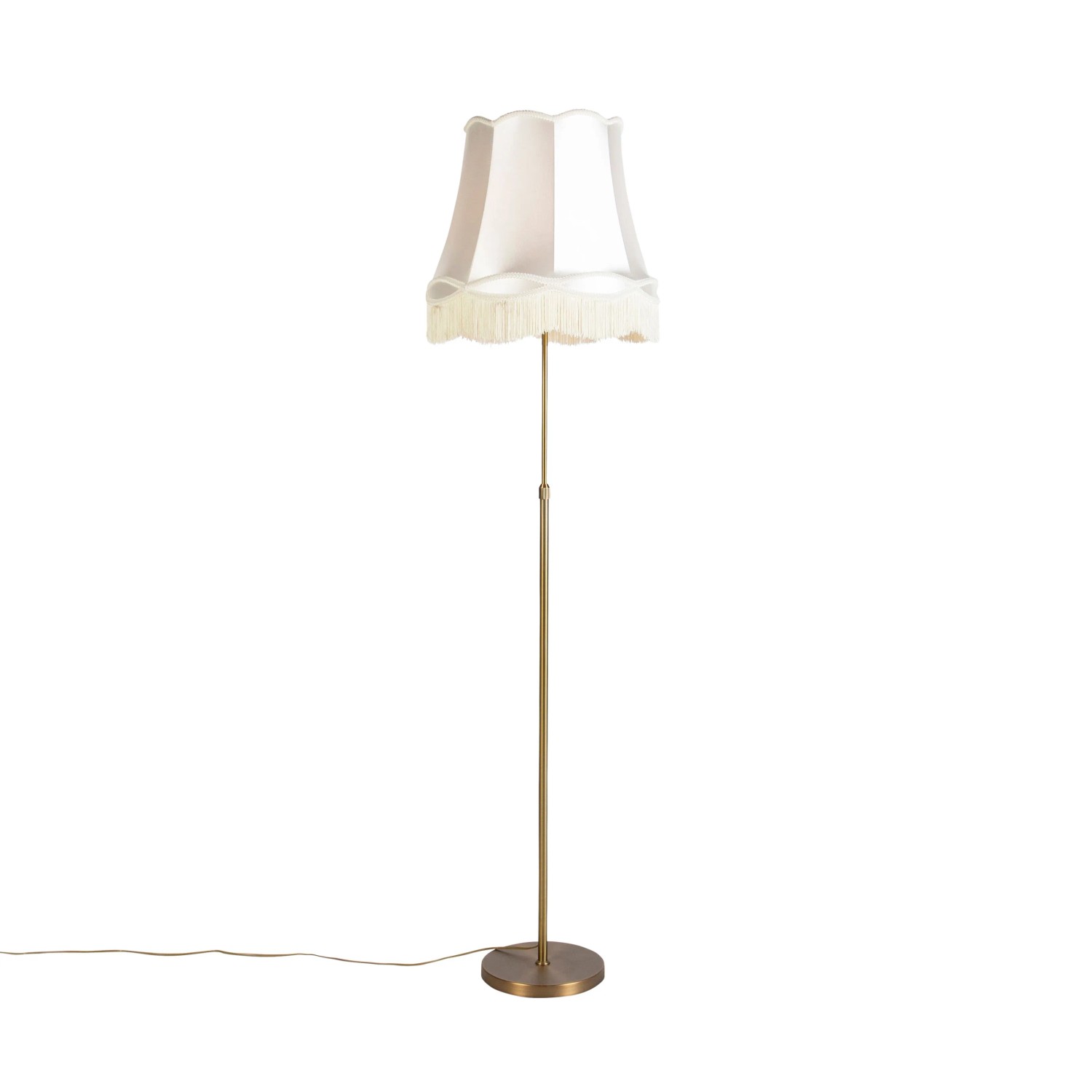 QAZQA Bronze Stehleuchte mit Granny Schirm Creme 45 cm Einstellbar Parte