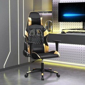 vidaXL Gaming-Stuhl mit Massagefunktion Schwarz & Golden Kunstleder 345513