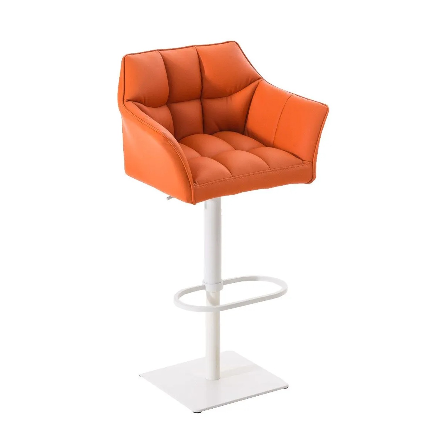 DELUKE Barhocker SIHAR Kunstleder Orange 64x45x88cm Weiß Barstuhl Höhenverstellbar Mit Lehne Drehbar Tresenhocker Tresenstuhl