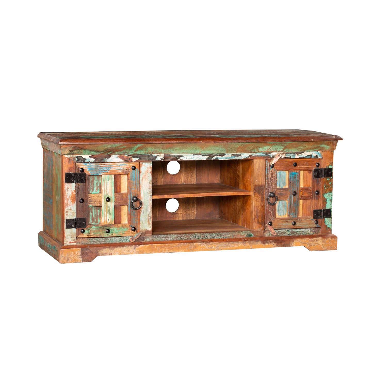 DELUKE TV-Schrank TOR Mangoholz Braun 50x45x125cm Fernsehtisch TV Lowboard für Fernseher