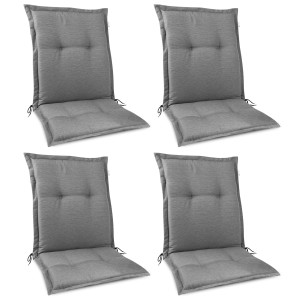 4er Set Beautissu HighLux NL Niederlehner Auflagen, 105x50x7cm, hellgrau. Gartenstuhl Kissen mit Befestigungsbändern.