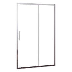 AICA Schiebetür Duschabtrennung 120x190cm, 5mm ESG Glas, chromglänzend. Nischentür für Dusche.