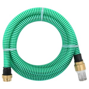 vidaXL Saugschlauch mit Messing-Anschlüssen Grün 7 m PVC 151044