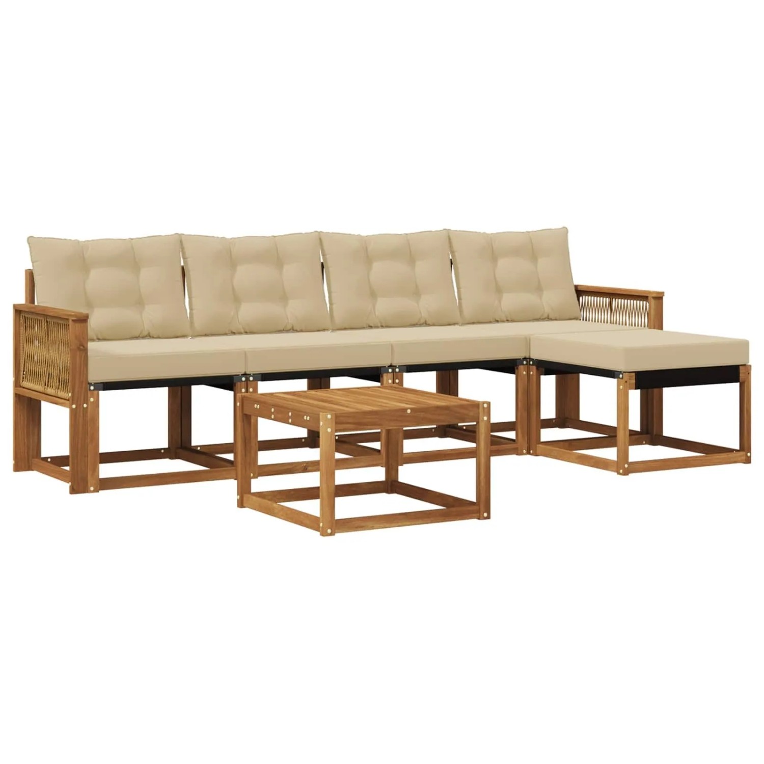 vidaXL Outdoor-Sofagarnitur mit Kissen 6 Stk Natur und Beige 3381909