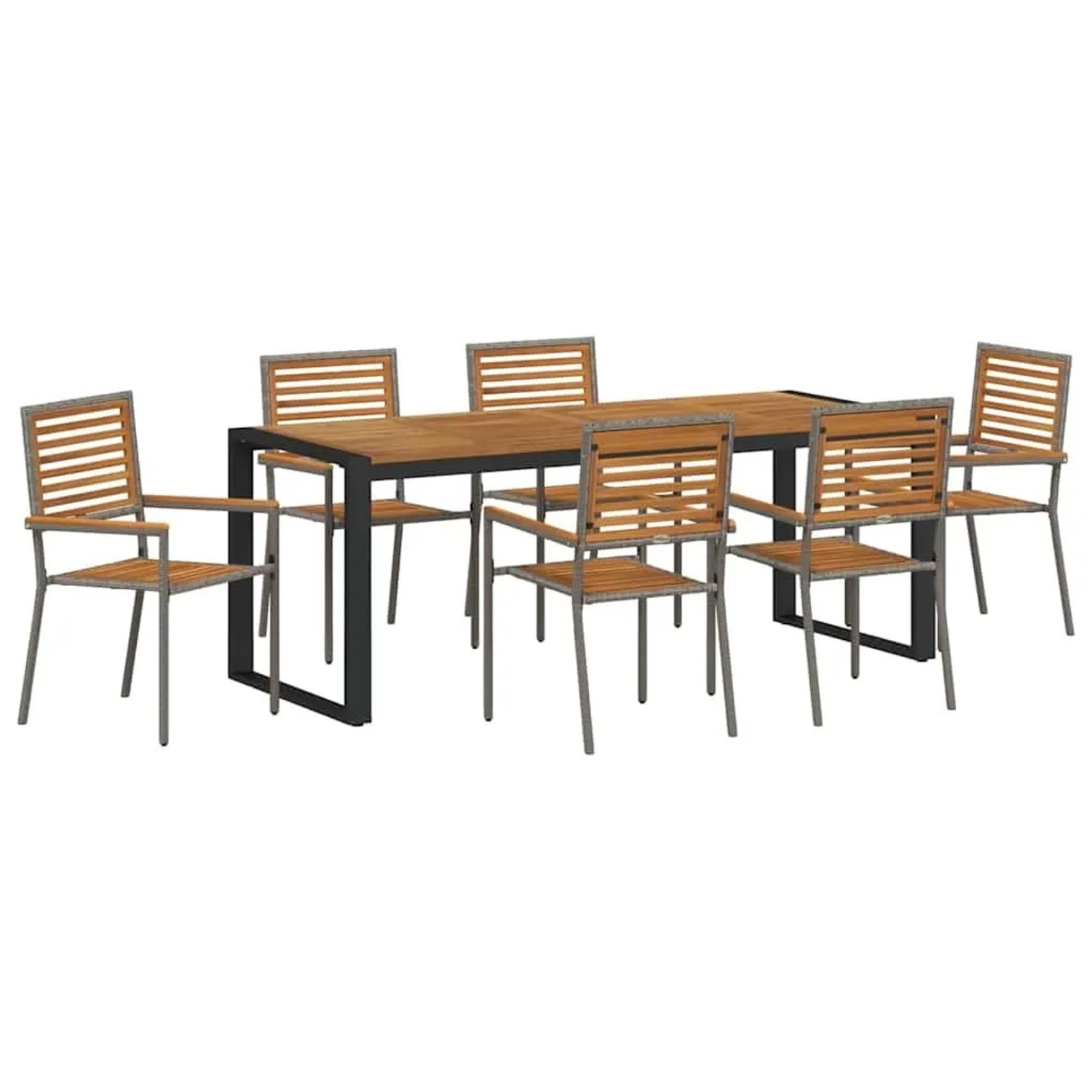 vidaXL Garten Essgruppe 7-Tlg Grau Poly-Rattan 3365485 günstig online kaufen