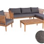 Dunkelgraue MCW Garten-Lounge Garnitur L29, 4-teilig aus Akazienholz mit Polstern und Tisch.