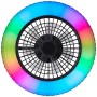Schwarze LED-Deckenleuchte Badria mit Ventilator und RGB-Farbwechsel, Ø 49 cm.