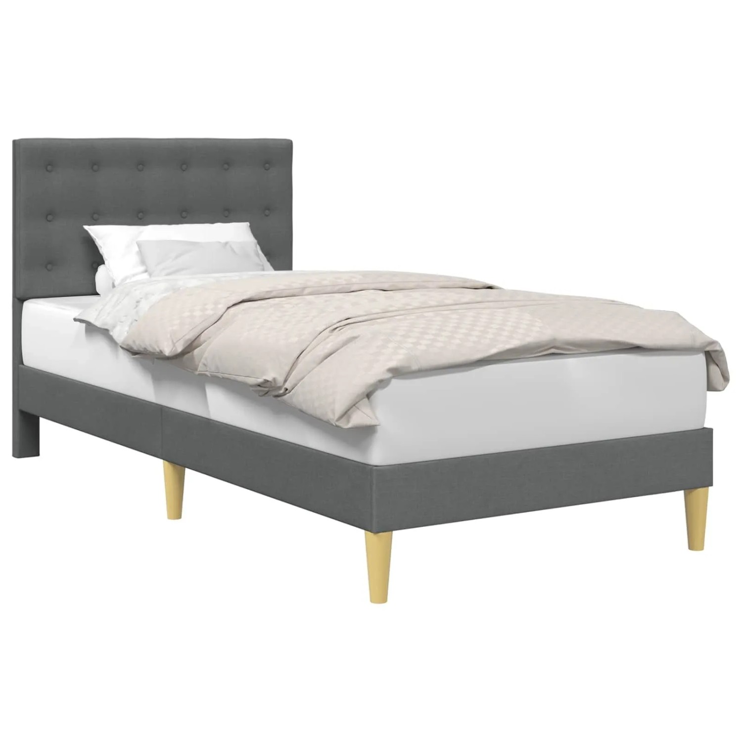 vidaXL Bettrahmen mit Kopfteil Dunkelgrau 80 x 200 cm Stoff 42027756