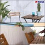 PROREGAL Sichtschutzmatte Grau (2x3m) am Balkon mit Tisch und Stühlen.